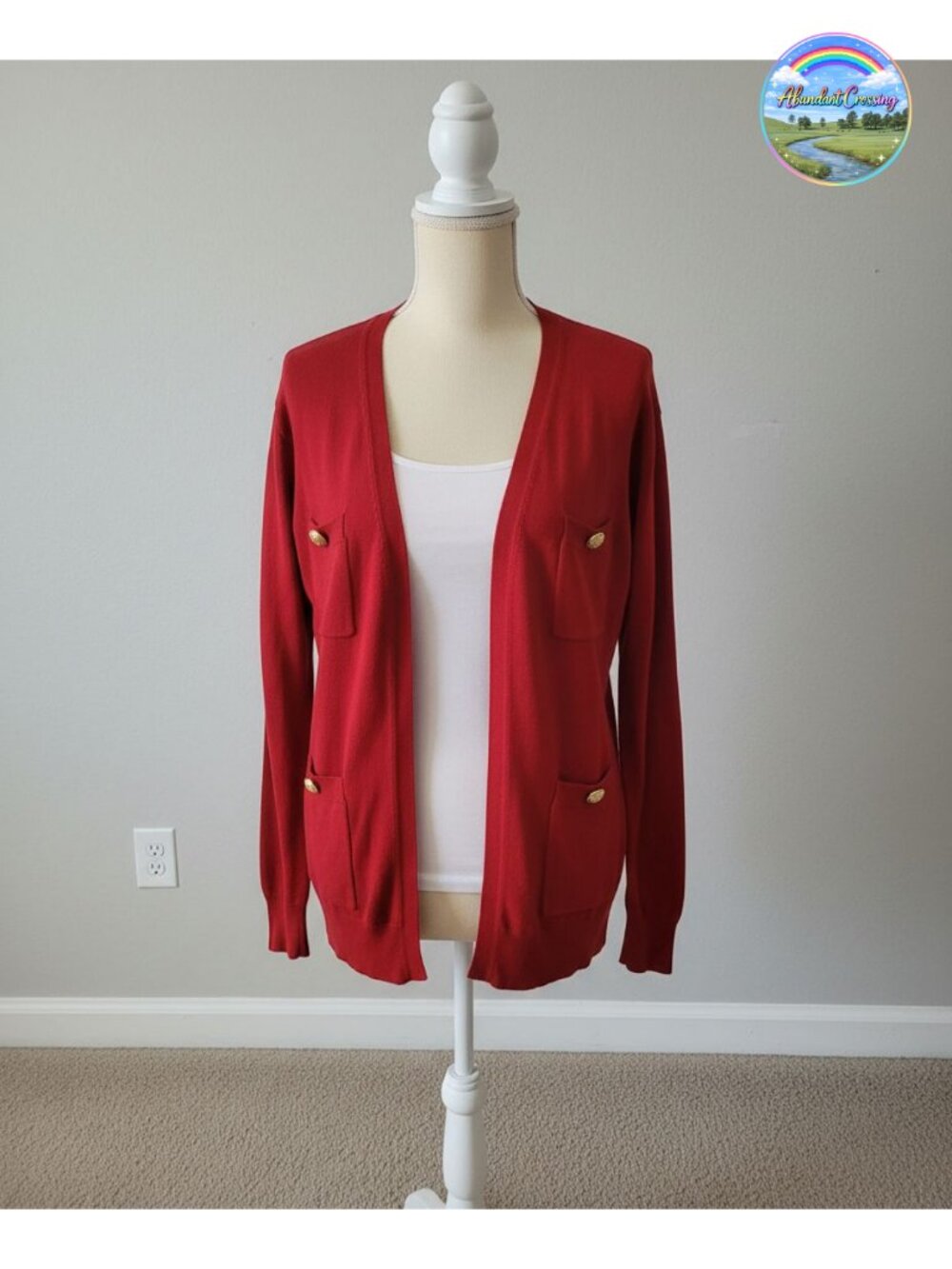 Women's Button Down Knit Cardigan Long Sleeve Crew Neck Soft Sweater